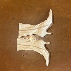 Aurelia White Patent Mid-Calf Stiletto Boots